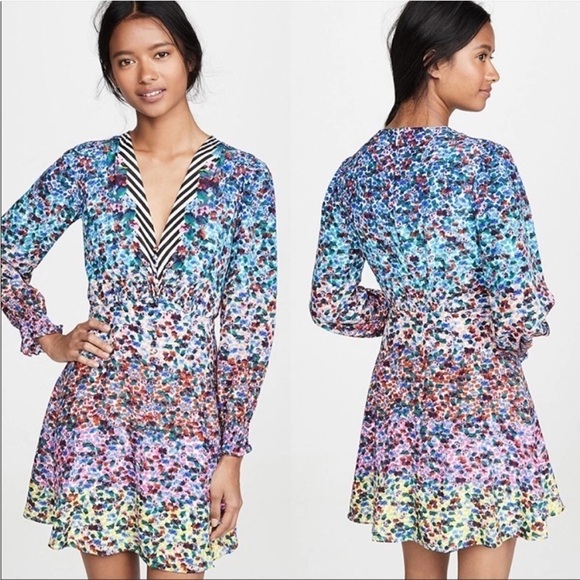 SALONI Eve Mini Dress Multicolor Floral Long Sleeve Size US 0 - Picture 1 of 7